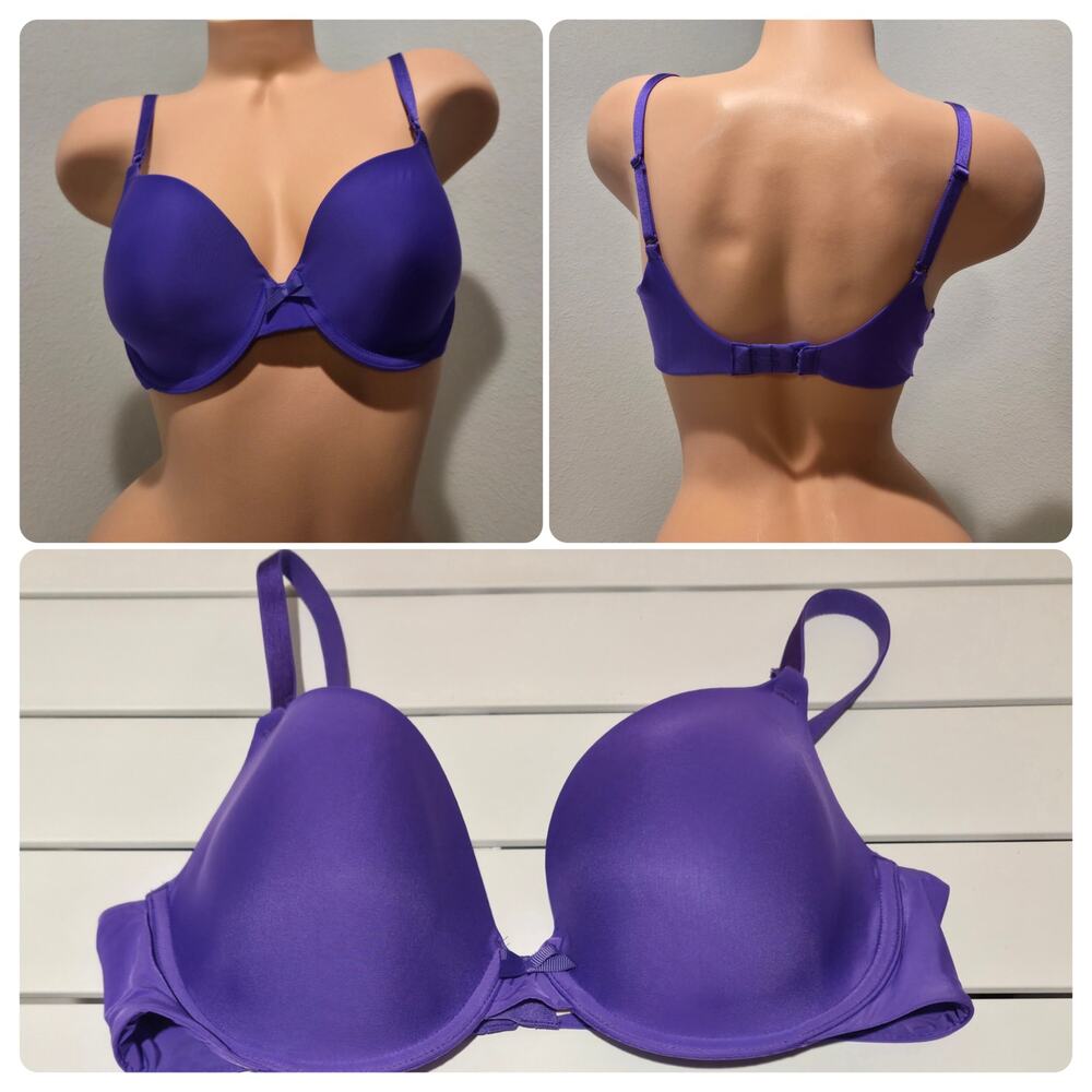 Victoria's Secret Demi Bra Nylon Convertible Straps Bright Purple 36C